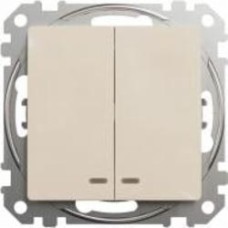 Выключатель двухклавишный двухклавишный Schneider Electric Sedna Design с подсветкой кремовый SDD112105L Коллекция Sedna Design Коллекция Sedna Elements Sedna Elements Имитация стекла. Sedna Elements Имитация камня. Sedna Elements Имитация металла. Sedna 