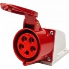 Розетка силовая с заземлением HiSmart 32A 3P+PE+N 380V IP44 (125) белый с красным LX-125 Розетка силовая с заземлением HiSmart 32A 3P+PE+N 380V IP44 (125) белый с красным LX-125