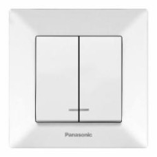 Выключатель двухклавишный двухклавишный Panasonic Arkedia Slim с подсветкой белый 480100193