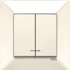 Выключатель кнопочный двухклавишный Viko Meridian с подсветкой кремовый 90970250-WH
