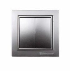Выключатель двухклавишный ElectroHоuse Enzo без подсветки серебряный камень EH-2182-ST