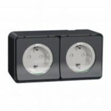 Розетка двойная 2 с заземлением Schneider Electric Mureva Styl IP55 черный MUR36029