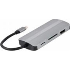 Док-станция Cablexpert USB-C 8-в-1 dark grey (A-CM-COMBO8-02)