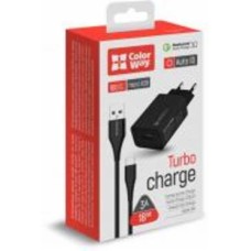 Зарядное устройство ColorWay 1USB Quick Charge 3.0 (18W) черное + cable micro USB