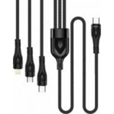 Кабель ColorWay ype-C - 3в1 (Lightning+MicroUSB+Type-C) 3.0A (PD60W data) 1,2 м черный (CW-CBPDU3060-BK)