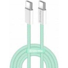Кабель ColorWay Type-C - Type-C braided cotton PD Fast Charging 60W 3А 1 м зеленый (CW-CBPDCC061-G)