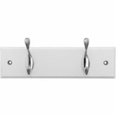 Вешалка на планке 25x7x1.5 см 2 крючка никель/белый