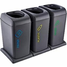 Ведро для мусора TURAN PLASTIK с подставкой, для сортировки, 3 бака по 40 л антрацит TRN-198 Ведро для мусора TURAN PLASTIK с подставкой, для сортировки, 3 бака по 40 л антрацит TRN-198