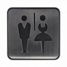 Табличка WC Man & Woman нержавеющая сталь черный с серым 97 мм Arino 67740
