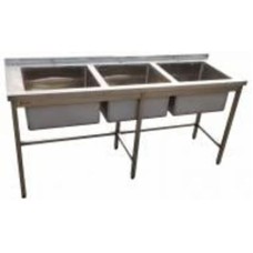 Мойка производственная 3-секционная бесшовная с бортом Tehma 1800x600х850 мм нержавеющая сталь
