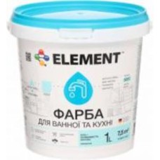Краска латексная водоэмульсионная Element для ванной комнаты и кухни шелковистый мат белый 1 л