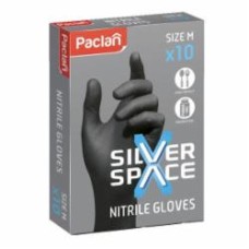 Перчатки нитриловые Paclan Silver Space крепкие р. M 5 пар/уп.
