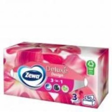 Салфетки бумажные в коробке Zewa Deluxe косметические трехслойные 90 шт.