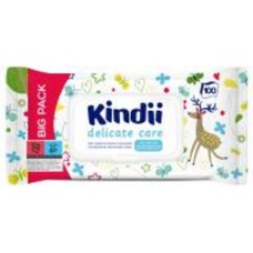 Детские влажные салфетки Kindii Delicate Care для младенцев и детей с клапаном 100 шт.
