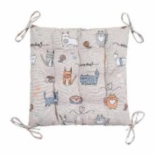 Подушка на стул Кот на кухне 40x40 см бежевый Homeline