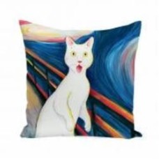 Подушка декоративная Кричащий кот 38x38 см с принтом Orner Подушка декоративная Кричащий кот 38x38 см с принтом Orner
