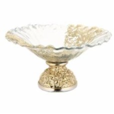 Фруктовница на ножке Antonio Tammaro Disco Costole 32х17 см золота