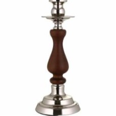 Подсвечник Woody металл дерево срібло 12.5х12.5х30 см Inari