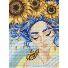 Картина по номерам Алмазная мозаика - Девушка с подсолнухами с голограммными стразами 30х40 см Идейка
