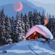 Картина по номерам Заснеженный дом 40x40 см Ideyka