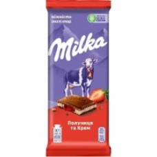 Шоколад Milka с кремом и клубникой 90 г