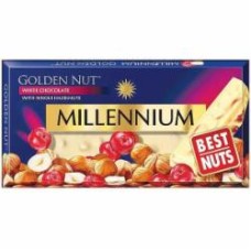 Шоколад Millennium белый с целым лесным орехом и клюквой 100 г