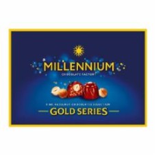 Конфеты Millennium шоколадные с ореховым пралине и целым лесным орехом в молочном шоколаде Gold 205 г