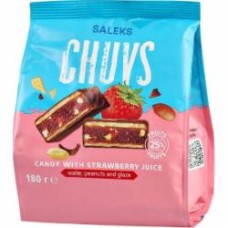 Конфеты Saleks «Chuvs» с яблочным пюре, клубничным соком и жареным арахисом 180 г