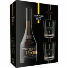 Бренди Torres Набор 15 лет 0.7л + 2 бокала в коробке