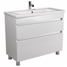 Тумба Мойдодыр Soft White 100 с умывальником Cosmopolitan 100 напольная