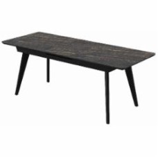 Стол обеденный Aqua Rodos Атланта к-Naturali Noir Desir (5мм) 1600х800х760 черный/мрамор черный