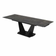 Стол обеденный Aqua Rodos ЛУАРА Laminam Naturali Noir Desir (3 мм) 1400х800х760 черный/мрамор черный (АР000081622)