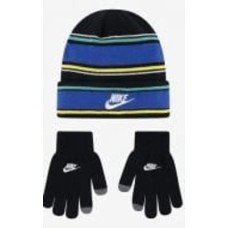 Шапка Nike MULTI STRIPE BEANIE SET 8A3047-023 р.one size черный