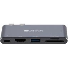 Док-станция Canyon Multiport Docking Station with 5 port Thunderbolt 3 Dual type C 100 W Grey (CNS-TDS05DG)