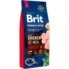 Корм Brit Premium Эдалт L для взрослых собак крупных пород, с курицей, 3 кг,