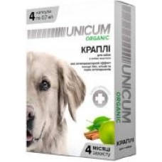 Капли UNiCUM Organic на натуральной основе для отпугивания блох и клещей для собак (4 капсулы) шт.