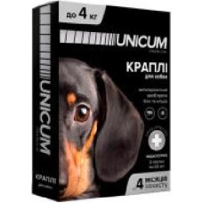 Капли UNiCUM Premium от блох и клещей на холку для собак массой 0-4 кг (UN-006)