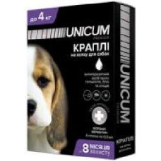 Капли UNiCUM от блох, клещей и гельминтов на холку для собак Unicum premium + 0-4 кг шт.