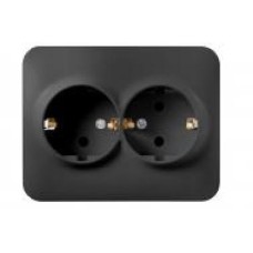 Розетка двойная с заземлением Hausmark Luno IP20 антрацит 709-4242-127B