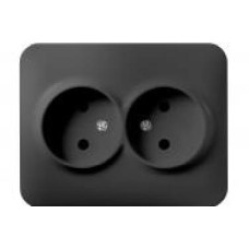 Розетка двойная без заземления Hausmark Luno IP20 антрацит 709-4242-128B