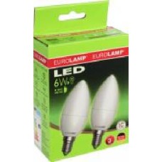 Лампа светодиодная Eurolamp 2 шт./уп. 6 Вт C37 матовая E14 220 В 3000 К MLP-LED-CL-06143(E)