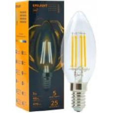 Лампа светодиодная Emilight FIL CL C35 5 Вт E14 3000 К 220 В прозрачная LED Filament C35-5W-3000K-E14-