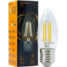 Лампа светодиодная Emilight FIL CL C35 5 Вт E27 3000 К 220 В прозрачная LED Filament C35-5W-3000K-E27-