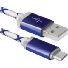Кабель Defender USB – microUSB 1 м белый с синим Кабель Defender USB – microUSB 1 м белый с синим 08-03LT (31254954)