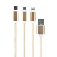 Кабель Cablexpert 1 м золотой (CC-USB2-AM31-1M-G) BM-папа/Lightning/Micro/Type-C