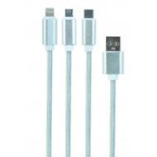 Кабель Cablexpert 1 м (CC-USB2-AM31-1M-S) BM-папа/Lightning/Micro/Type-C