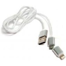 Кабель PowerPlant USB – microUSB + Apple Lightning 1 м серебристый (KD00AS1290)