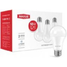 Лампа светодиодная Maxus 3 шт./уп. 10 Вт A60 матовая E27 220 В 4100 К 3-LED-776