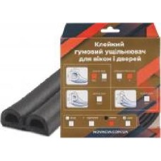 Уплотнитель самоклеящийся D-образный резиновый Новация 9 x 6 мм 6 м черный