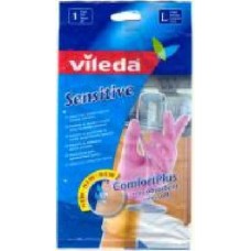 Перчатки резиновые Vileda Sensitive крепкие р. L 1 пар/уп. розовые